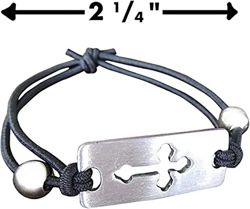 Vista 3 de Stretch Bracelet with Silver Cross Charm - Gift for First Holy Communion, Baptism, Confirmation, or Christening, Religious Jewelry, One Size Fits