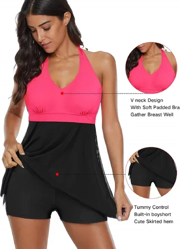 Vista 4 de Trajes de baño para mujer, control de abdomen, talla grande, traje de baño de una pieza para mujer