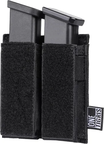 Vista 9 de OneTigris Tactical Double Pistol Mag Pouch,Open-Top Molle Mag Pouch for 9mm M4/M16/AR/AK, Magazine Pouch with Quick Release Insert