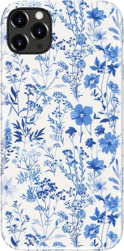 Vista 83 de Funda para iPhone 12 Mini, compatible con carga inalámbrica, protección de doble capa con elegante diseño de flores silvestres, silicona suave +