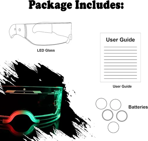 Vista 3 de Lentes de fiesta con luz LED, gafas con visera LED para niños y adultos, gafas luminosas de panal electrónico futurista, 7 colores, 4 modos