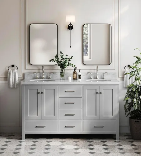 Vista 18 de ARIEL Cambridge - Mueble de baño con lavabo de 36 pulgadas, madera maciza, encimera y salpicadero italiano de mármol de Carrara de 1.5 pulgadas