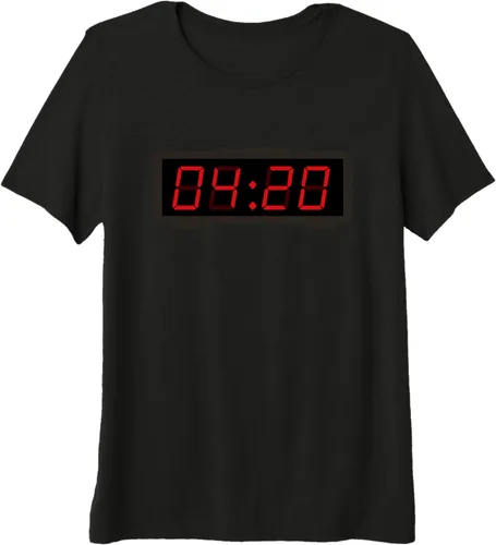 Vista 3 de Camiseta con reloj despertador digital 420, Negro, S
