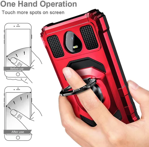 Vista 6 de Funda diseñada para Schok Volt SV55 con protector de pantalla [vidrio templado], funda protectora a prueba de golpes [grado militar] con soporte