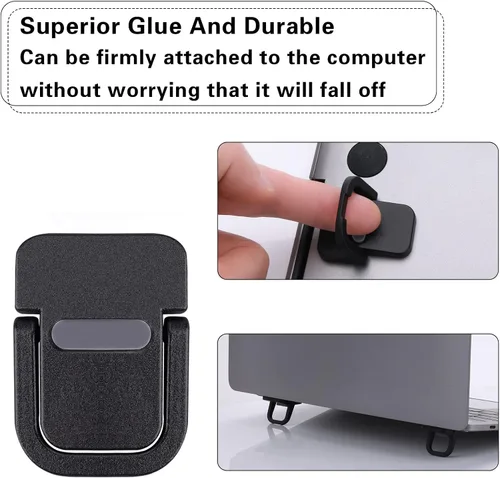 Vista 5 de Abeillo 2 soportes elevadores de teclado portátil, autoadhesivo, soporte invisible para teclado de computadora para escritorio, pies de laptop Negro