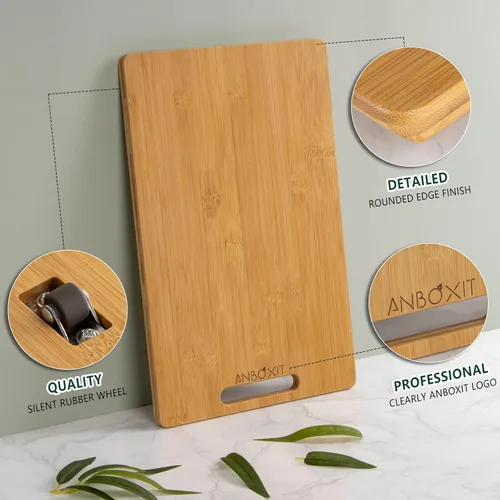 Vista 3 de ANBOXIT Deslizador de electrodomésticos, profundo, medio y profundo, pequeño, bandeja deslizante de bambú para cafetera, bandeja enrollable