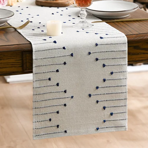 Vista 15 de Artoid Mode Camino de mesa tejido de algodón rústico verde militar, decoración de mesa de comedor para decoración de fiesta del hogar, 12 x 36