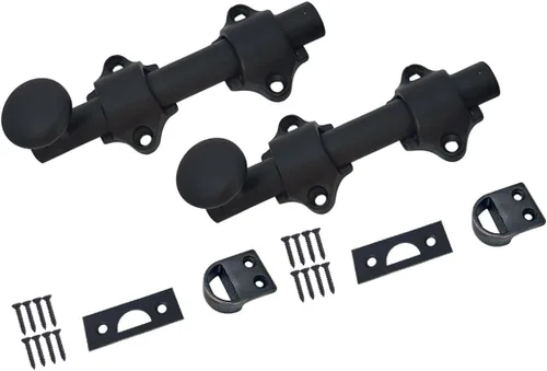 Vista 10 de QCAA Perno de puerta holandés de latón macizo, 12 pulgadas, negro mate, fabricado en Taiwán, 1 paquete