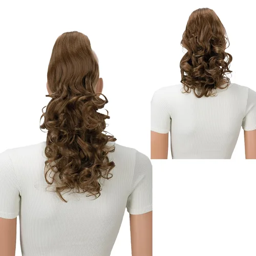 Vista 14 de PRETTYSHOP 16 o 20 pulgadas clip para el pelo en extensión cola de caballo 2 en 1 rizada resistente al calor