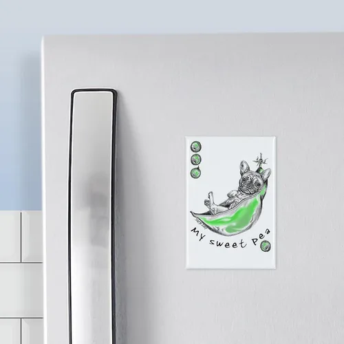 Vista 3 de CafePress Imán rectangular Sweet Pea Frenchie, imán de refrigerador de 3 x 2 pulgadas