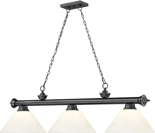 Vista 5 de Z-Lite 2306-3BP-PWH - Colgante de billar con cordón, 3 luces, 180 vatios totales, chapado en bronce