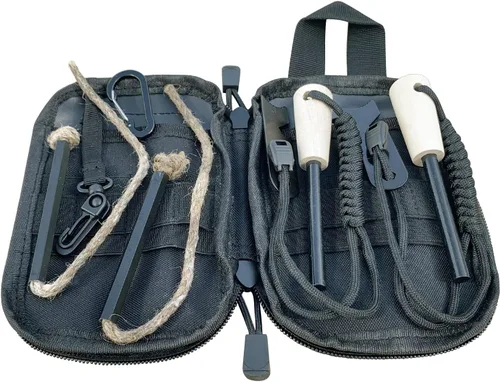 Vista 12 de Kit de supervivencia para iniciador de fuego, varilla de ferro más grande con cordón de golpeador de 3 pulgadas de largo, pedernal y acero, cordón
