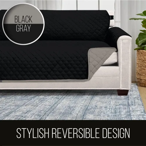 Vista 5 de Sofa Shield Funda de sofá con correa, reversible, resistente a las manchas y al desgarro, funda acolchada de microfibra, lavables, asiento de 62