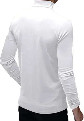 Vista 3 de Camiseta de manga corta para hombre, básica, cuello alto, ajustada, sin botones, térmica, sólida