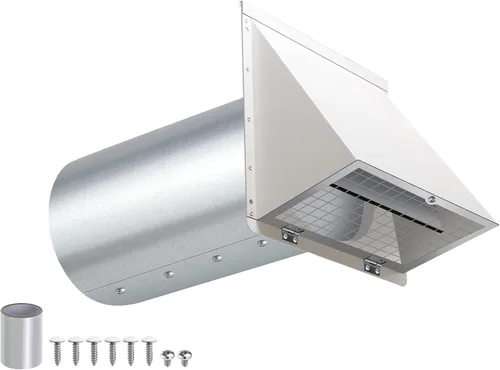 Vista 10 de Cubierta de ventilación de secadora de 3 pulgadas para exterior, ventilación de pared con capucha con rejilla y amortiguador, cubierta