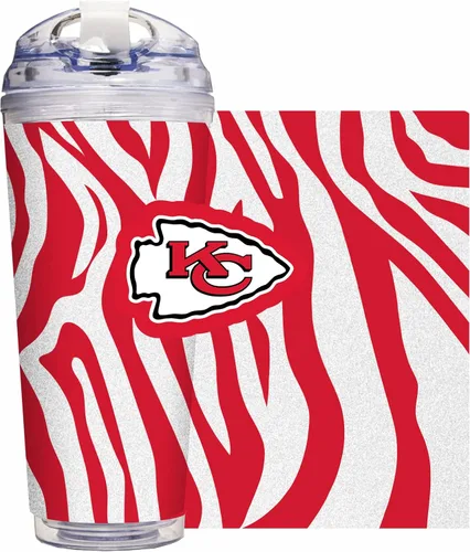 Vista 38 de Rico Industries NFL Football Glitter 24 onzas Vaso de purpurina acrílico con tapa con bisagra, Vaso de doble pared oficialmente licenciado con pajita