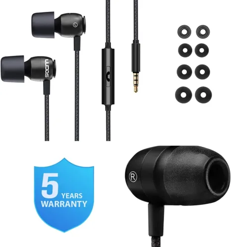 Vista 7 de Auriculares con cable Ludos Clamor, auriculares intraaurales, 5 años de garantía, auriculares con micrófono, auriculares con aislamiento de ruido