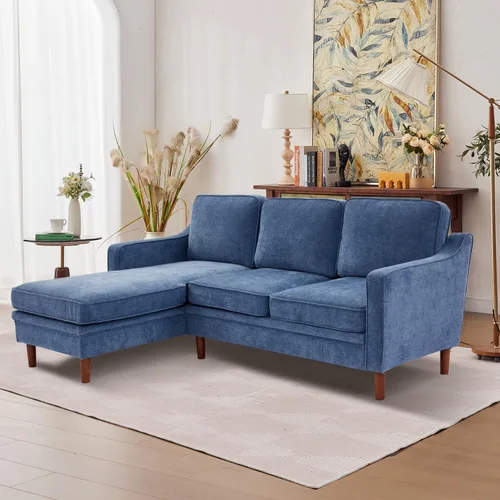 Vista 71 de Kingfun Sofá en Forma de L de 88", Sofá Seccional de Chenilla, Sofás Modernos de Mediados de Siglo con Marco de Madera Maciza para Sala de Estar