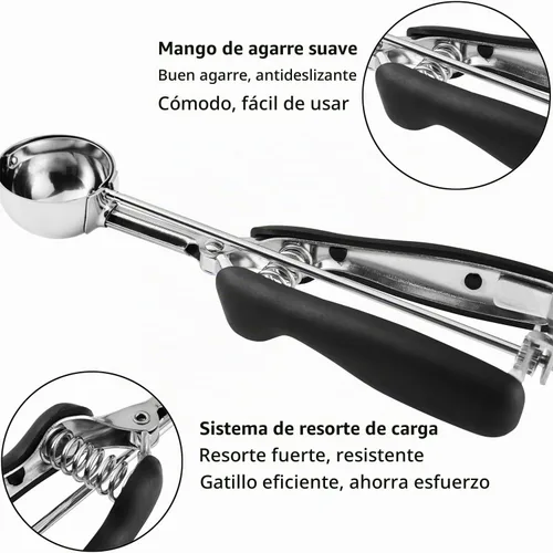 Vista 4 de JUNADAEL J Cuchara de galletas de 4 cucharadas, cucharadas de galletas de 2 onzas para hornear, cuchara para magdalenas para hornear, agarre cómodo
