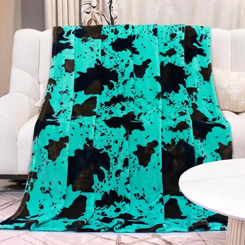 Vista 25 de Manta de vaca para niños de 40 x 50 pulgadas, ropa de cama de forro polar ultrasuave para niños y niñas, manta ligera para cochecito de bebé, bonita