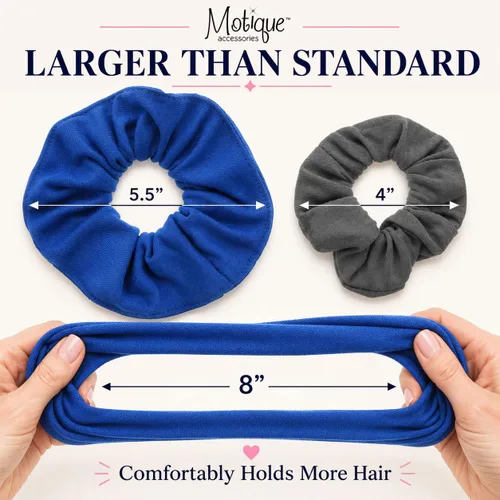 Vista 2 de Motique Accessories Coleteros grandes para cabello grueso, paquete de 2 Sujeción suave sin arrugas