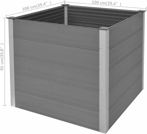 Vista 8 de WPC - Cama elevada para jardín de 39.4 x 39.4 x 35.8 pulgadas, color gris, maceta elevada para jardín de hierbas y flores