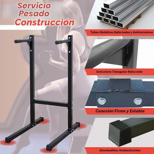 Vista 2 de Estación de barra de inmersión de altura ajustable, estación de inmersión resistente para gimnasio en casa, estación de inmersión multifunción