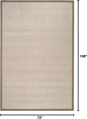 Vista 101 de Alfombra de sisal Safavieh, de color maíz y negro, tejida a mano, de la colección de fibras naturales; 5 x 8 pulgadas, NF441A, Tela, Gris / Gris