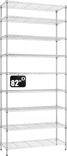 Vista 10 de Finnhomy Estantería de alambre de 8 niveles, estantería ajustable de alambre de acero, 14 x 36 x 80 pulgadas, 8 estantes de almacenamiento de metal