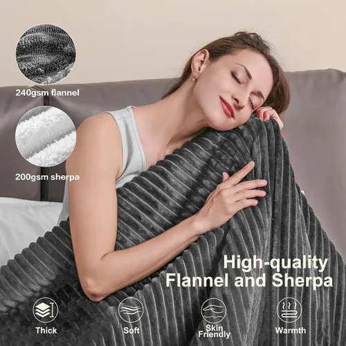 Vista 4 de Manta eléctrica Tefici: manta eléctrica térmica de 50 x 60 pulgadas, 6 niveles de calefacción rápida, apagado automático de 1 a 4 horas, de franela