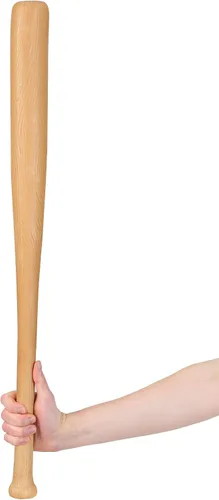 Vista 3 de Fun Costumes Bate de béisbol de plástico para adultos, aspecto de madera