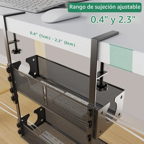 Vista 6 de Bandeja de gestión de cables debajo del escritorio de varios modelos 2 paquetes Gestión de cables debajo del escritorio de metal Gestión de cables