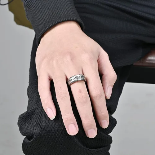 Vista 2 de Tanyoyo Anillos nórdicos vikingos nórdicos para hombres, anillos de acero inoxidable para hombres y mujeres, regalo