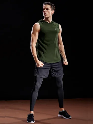 Vista 5 de NELEUS Dry Fit - Camiseta deportiva sin mangas para correr con capucha