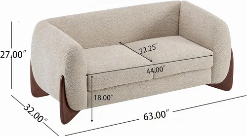 Vista 2 de Christopher Knight Home Alma - Sofá biplaza Boucle de 63 pulgadas con patas de madera, sofá de 2 plazas para sala de estar, sillón tapizado, sofá