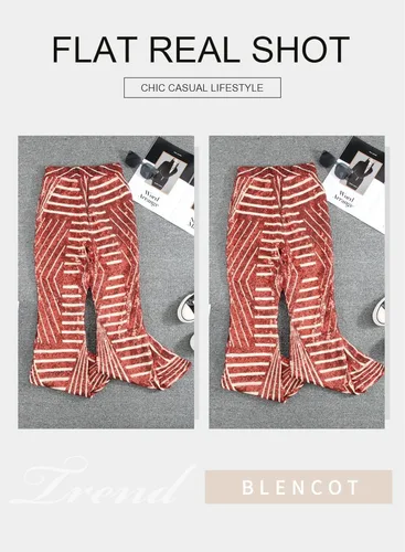 Vista 4 de BLENCOT Pantalones acampanados para mujer, de cintura alta, pierna ancha, pantalones de palazzo con lentejuelas brillantes