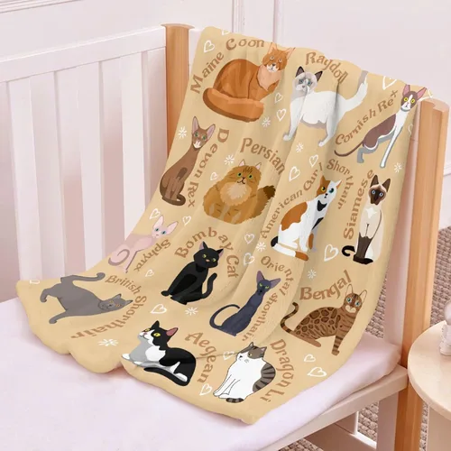 Vista 2 de Manta de gatos para amantes de los gatos - 40x50 pulgadas, mantas de franela suaves con patrón de gatos lindos, acogedoras, para gatos de raza