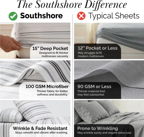 Vista 249 de Southshore Fine Living, Inc. Colección Winter Brush, juego de sábanas de 3 piezas para cama individual, sábana bajera con bolsillo profundo de 14