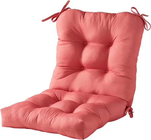 Vista 72 de Cojines para silla de exterior con bisagras, diseño de una sola pieza, cojín reversible para asiento y respaldo de patio con lazos, tela de Aloha