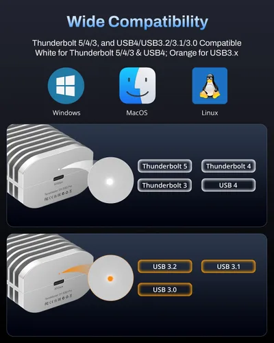 Vista 5 de TERRAMASTER Carcasa para SSD Pro D1 SSD Pro 80Gbps M.2 NVMe, hasta 7061 MB/s, carcasa de aluminio con refrigeración eficiente, cero ruido