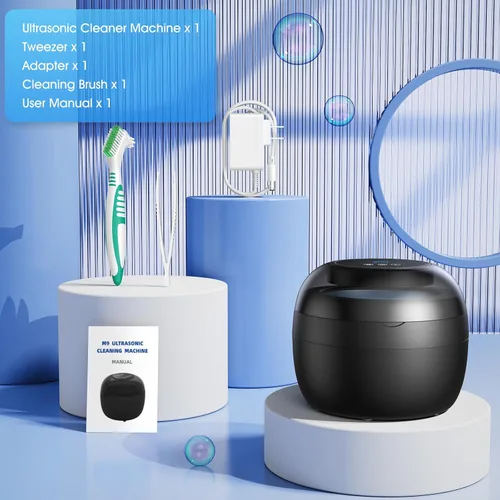 Vista 7 de Limpiador ultrasónico de retenedores AI, máquina limpiador de retenedores de 8.5 fl oz para dentaduras, protectores bucales, frenillos, cabezales