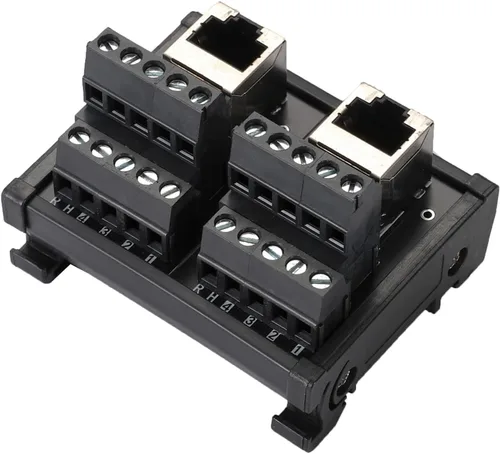 Vista 9 de Placa de distribución de conector Ethernet de montaje en riel DIN RJ45 8P8C, conector de bloque de terminales de conector vertical RJ45