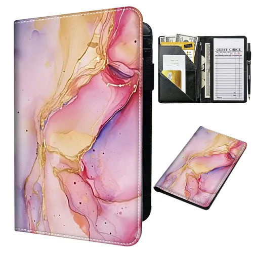 Vista 15 de Libro para camarera con bolsillo con cremallera, de piel sintética, lindo libro para camarera, libros de servidor, restaurante, soporte para cheques