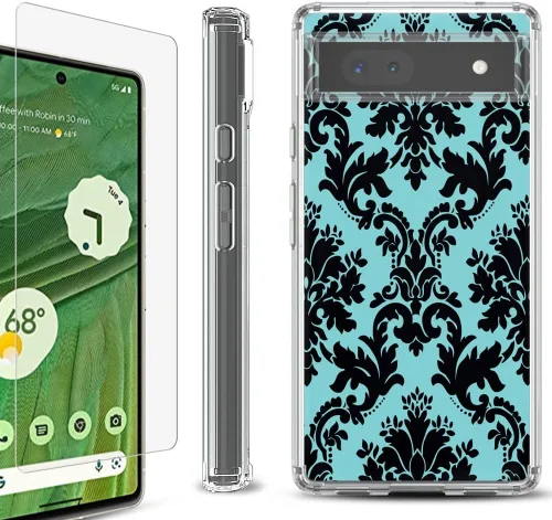 Vista 7 de Funda a prueba de golpes compatible con Google Pixel 6a, con protector de pantalla de vidrio templado, libro de composición