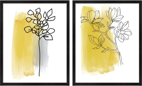 Vista 4 de Botanique en Gris by Bronwyn Baker, 2 Piece Black Framed Art Set, 9.25 X 11.25 Inches Each, Floral Art