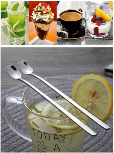 Vista 7 de COMIART - Cucharas de té helado de mango largo para mezclar, 6.7 pulgadas, cabeza cuadrada, cucharaditas de café, cucharas de cóctel, ideal para uso