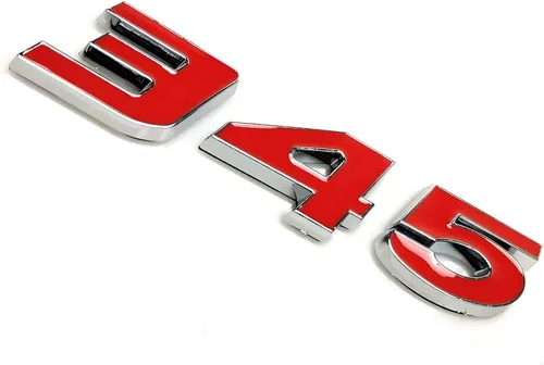 Vista 3 de 2 calcomanías de 345 emblemas compatibles con placa de identificación de automóviles universales (rojo cromado)