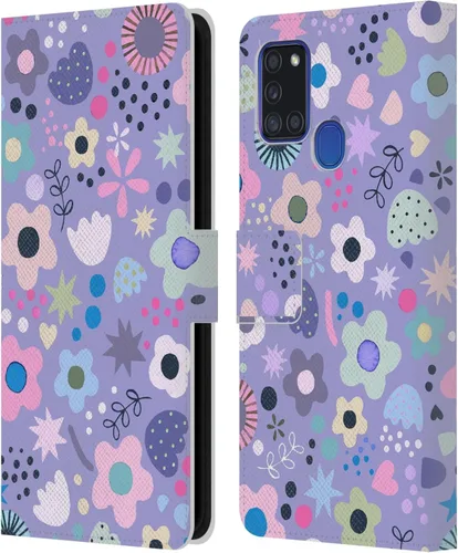 Vista 163 de Head Case Designs Officially Licensed Ninola Abstract Poppies Lilac Floral Leather Wallet Case Compatible with Samsung Galaxy A07 4G