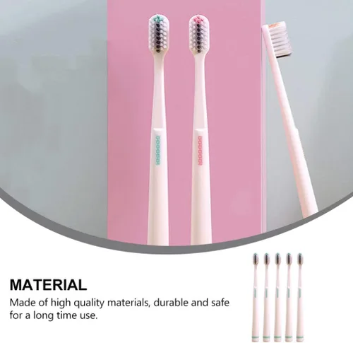 Vista 5 de Cepillos de dientes de viaje, 5 piezas, cepillo de dientes extra para adultos con cerdas micro cepillos de dientes manuales para encías, cepillos
