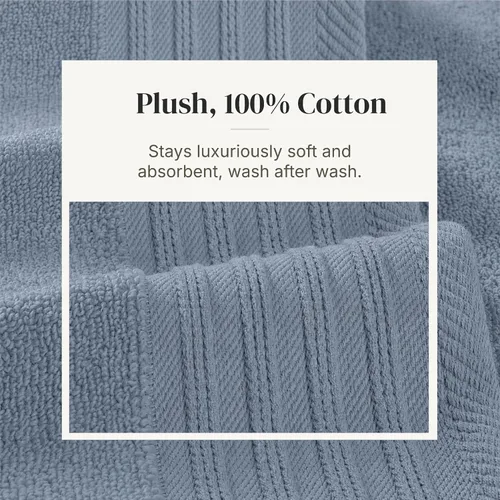 Vista 5 de Modern Threads Juego de toallas de baño de algodón de 6 piezas, toallas ultrasuaves de 550 GSM, juego de baño con toallas de mano y paños de baño